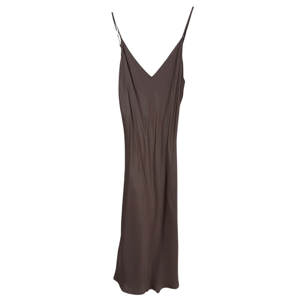 NOIRI 100% Silk Maxi Slip Dress Medium Mocha Taupe Cowl Back NWT